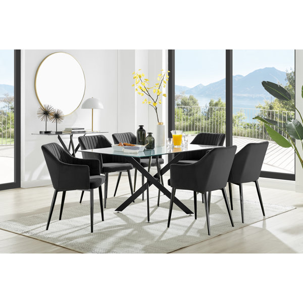 Black metal dining chairs deals set of 6